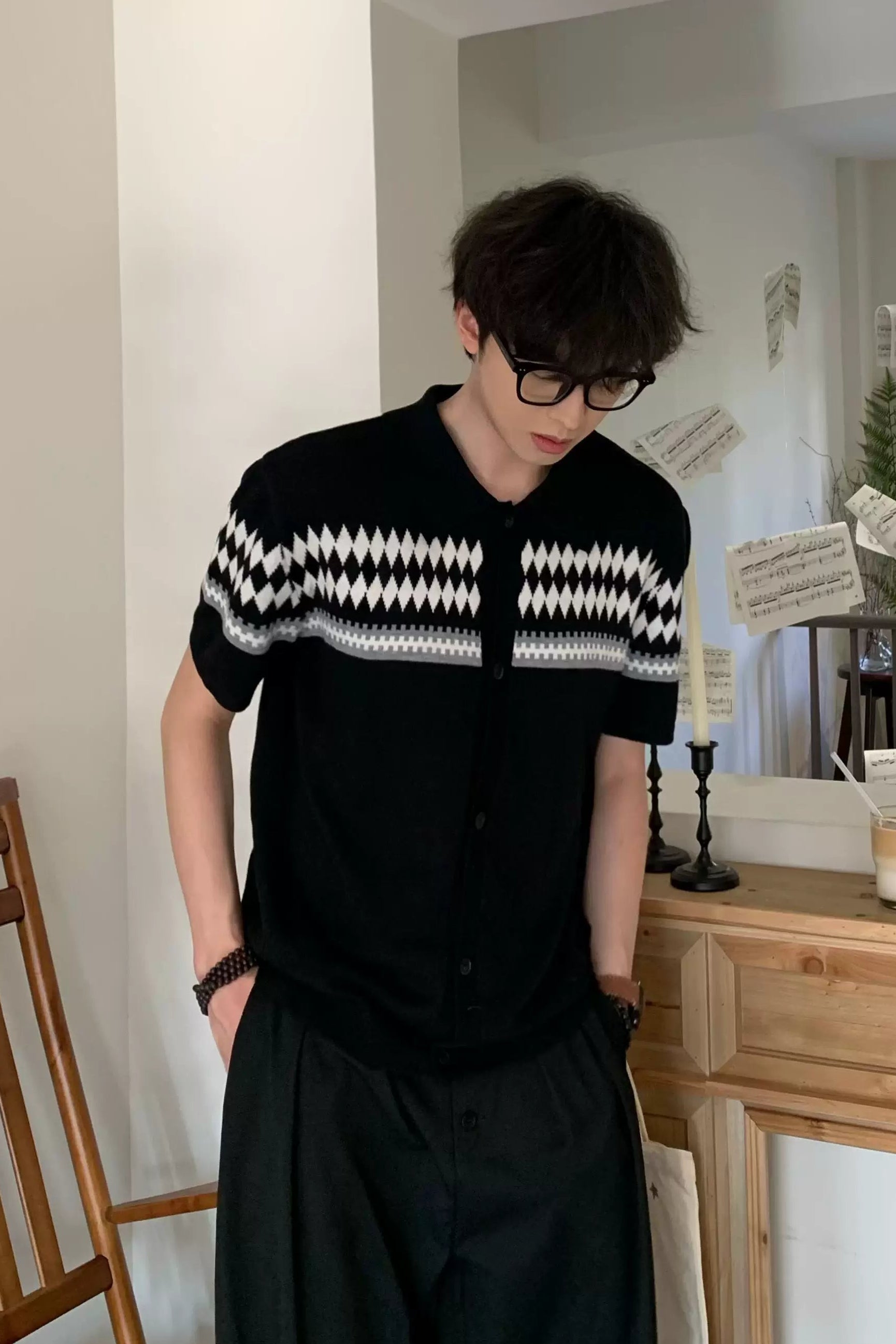 アーガイルカフェボーイニット10055