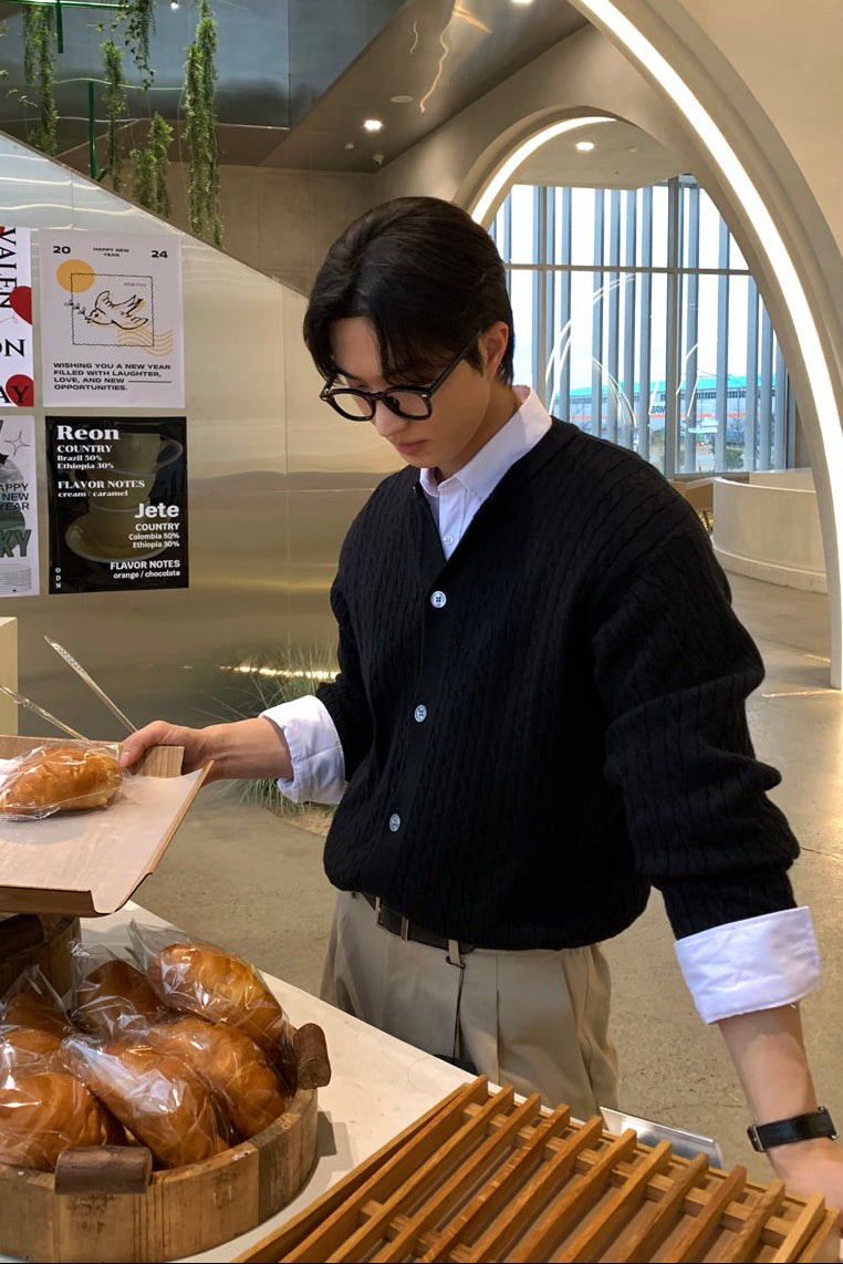 カジュアルケーブルニットカーディガン10079
