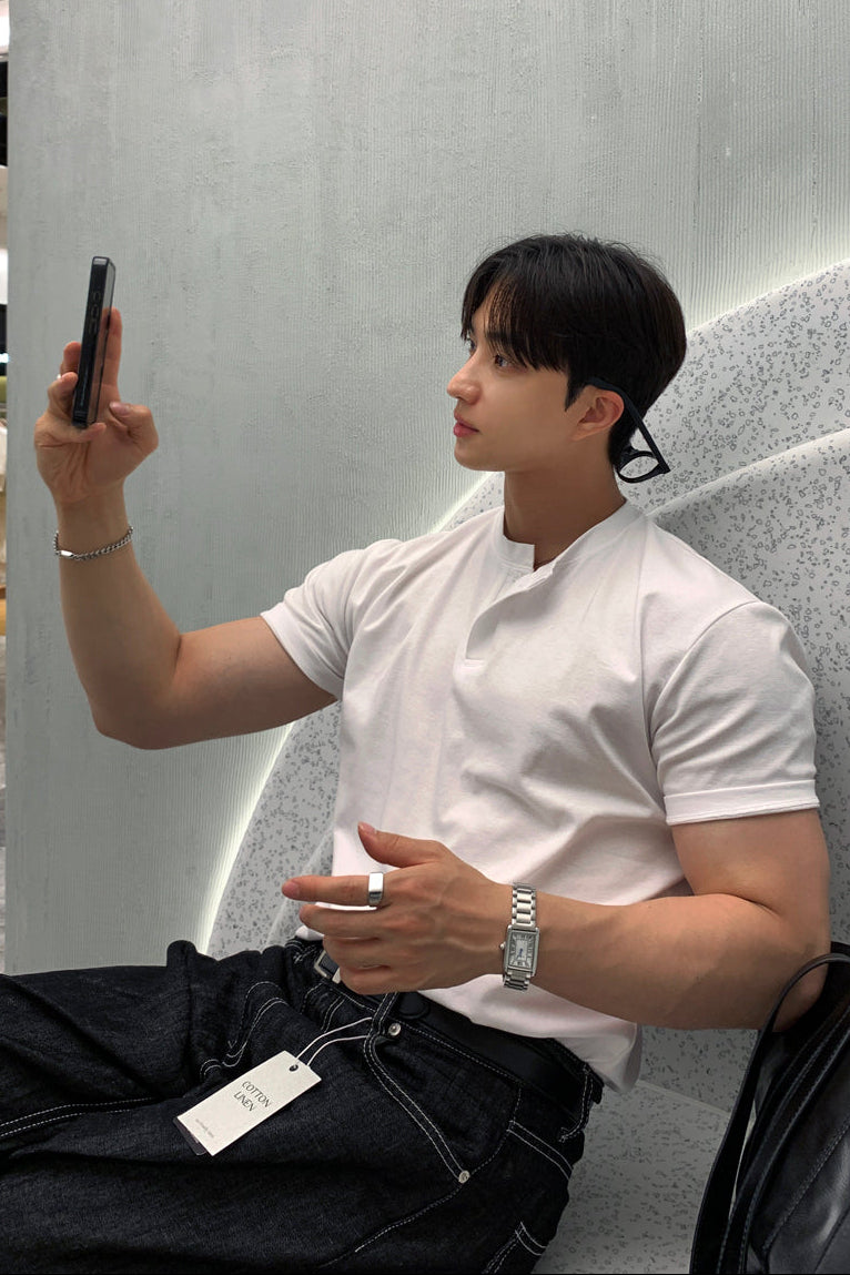 シンプルフィットヘンリーネック10031