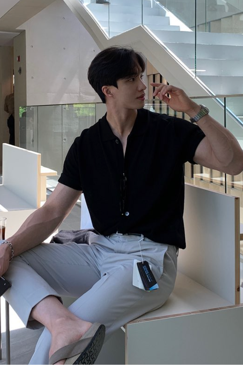 フロントボタンニットポロ10011