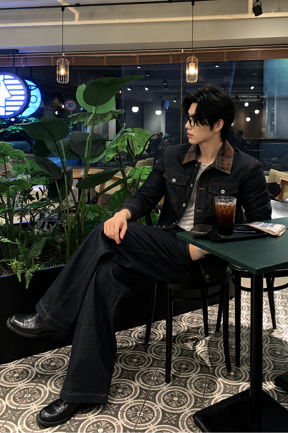 チェックカラーデニムジャケット10069