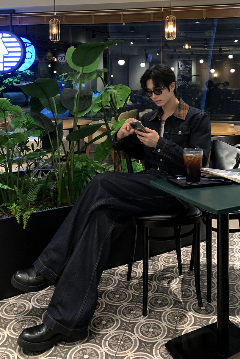 チェックカラーデニムジャケット10069