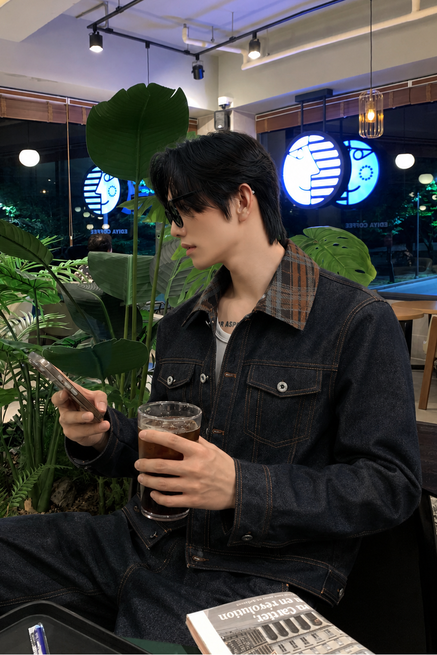 チェックカラーデニムジャケット10069