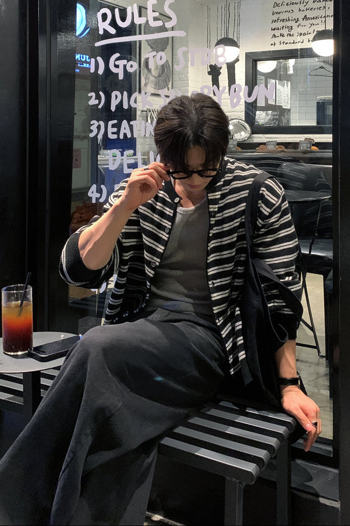 クルーネックボーダーカーディガン10065