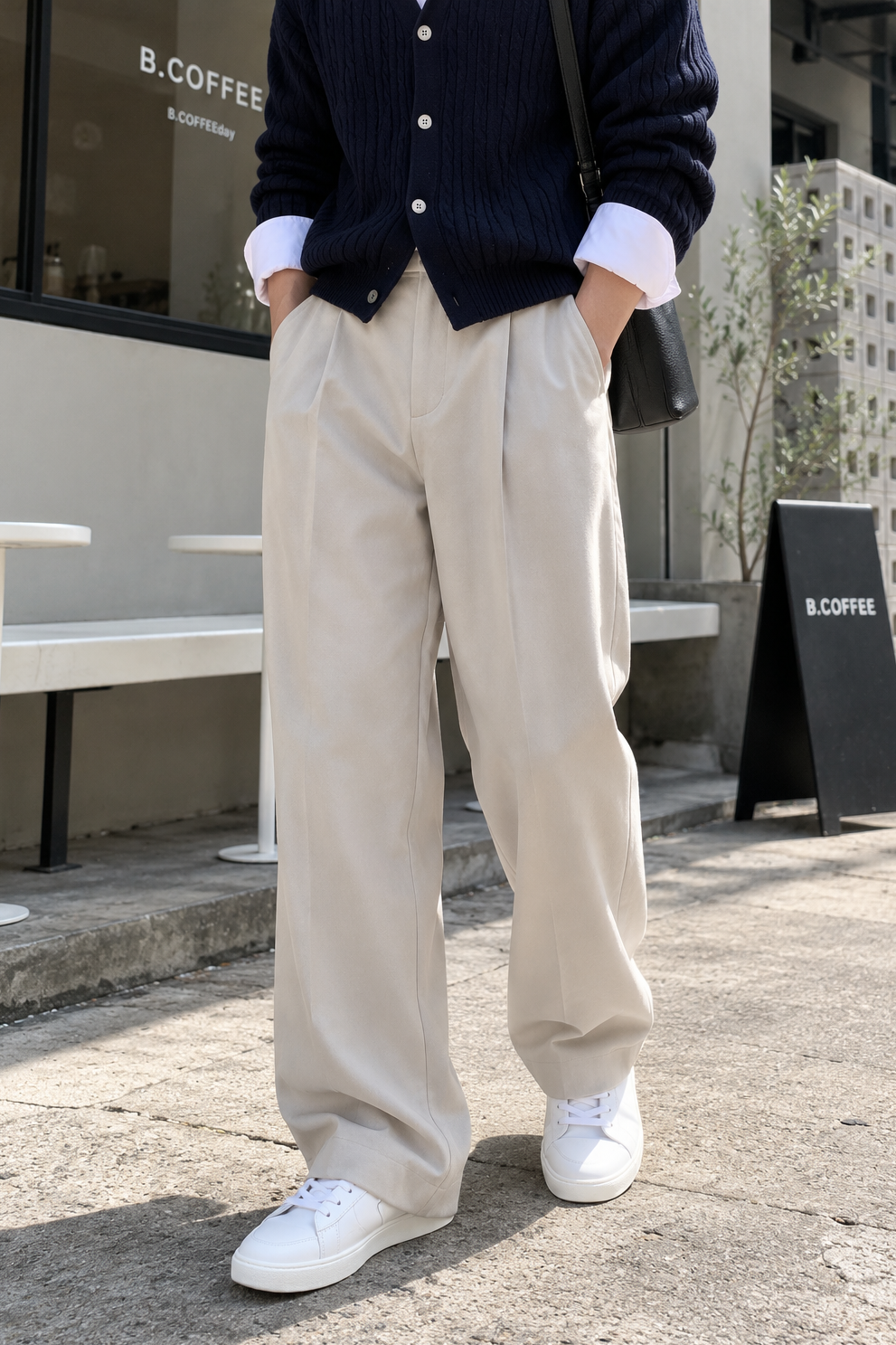 シンプルコリアンワイドスラックス10053